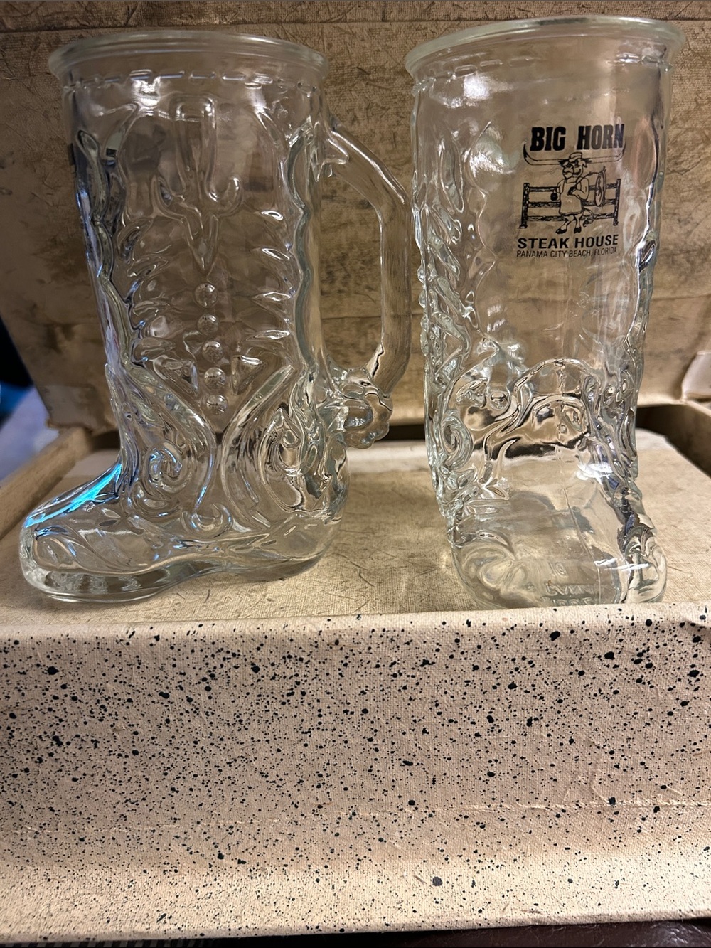 Libby Canada Clear Boot-Shaped integrant Pressed Glass Mugs -  Set of 2